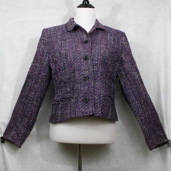 Vintage 80’s Soiree Rainbow Handwoven Silk Lined Knit Blazer SZ M EUC - Picture 2 of 7